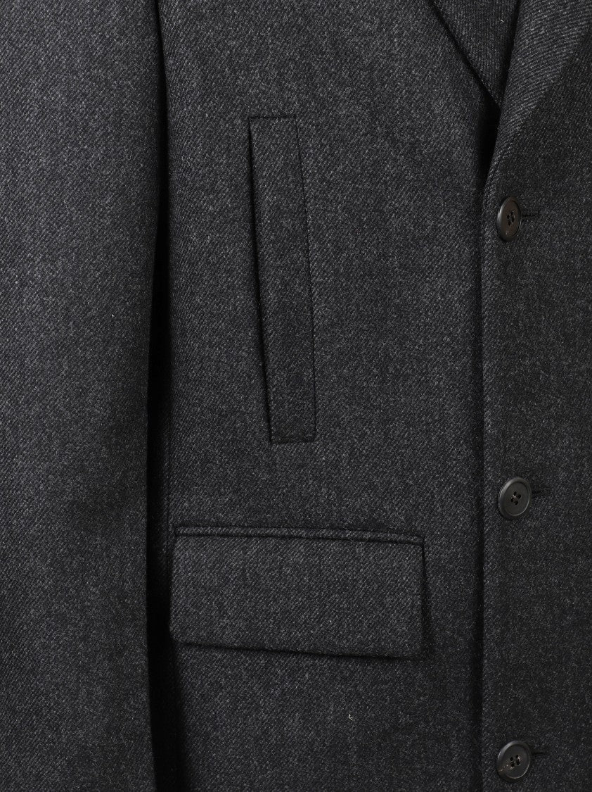 Prada Tailored Grey Coat With Notched Lapel