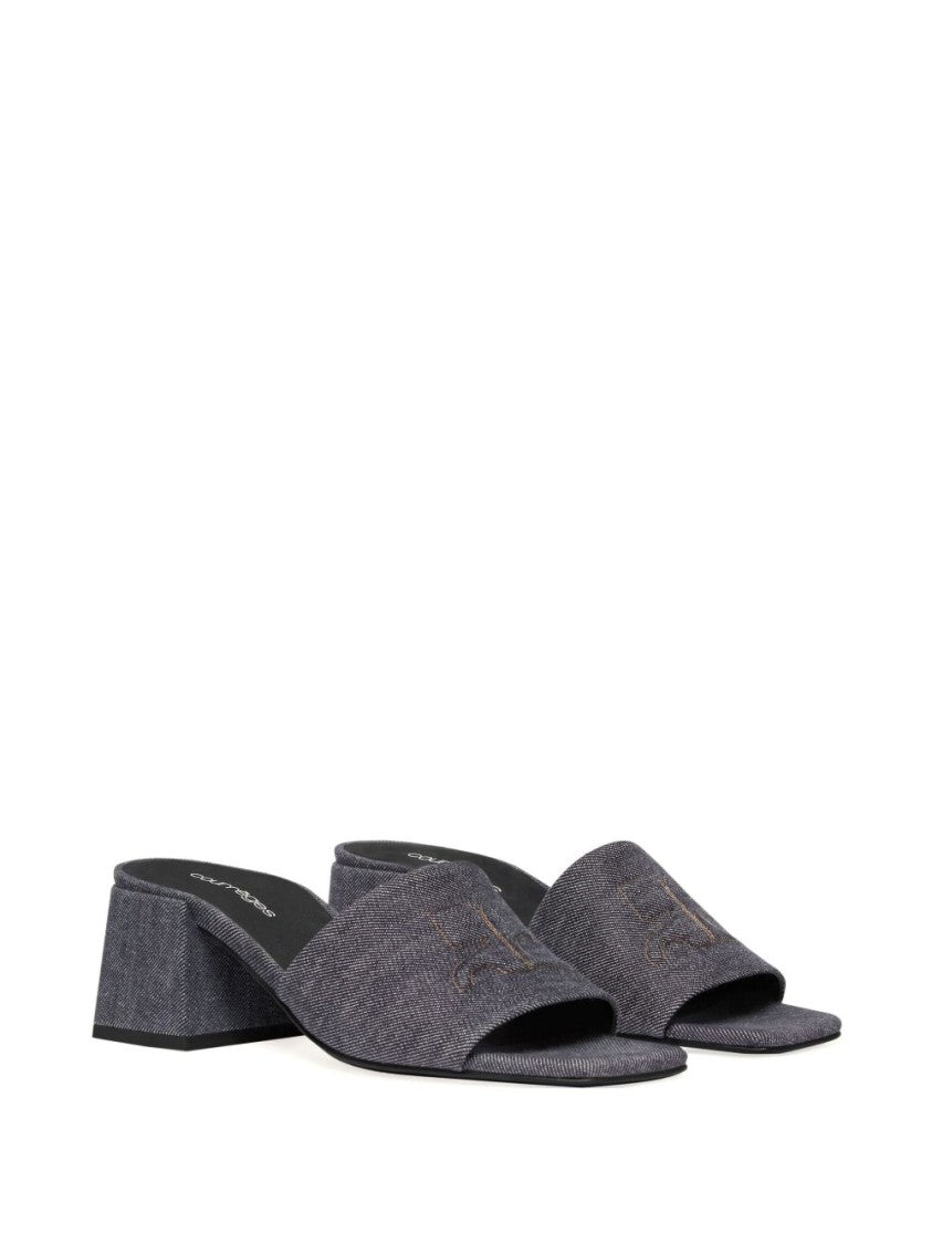 Courrèges Grey Block Heel Branded Insole Sandals