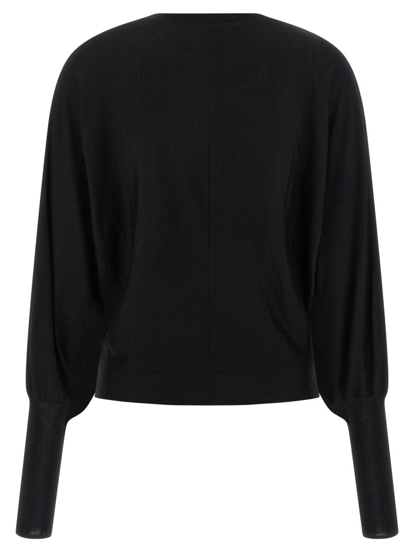 Nude Wool Sweater With Bat Sleeves