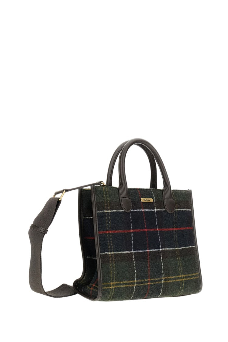 Barbour Barrhill Tartan Wool-Blend Leather Tote Bag