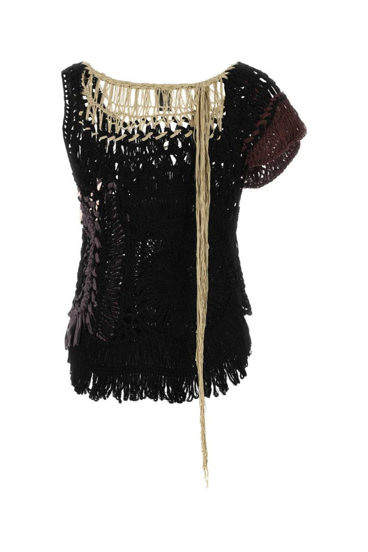 Dries Van Noten Black Crochet Top