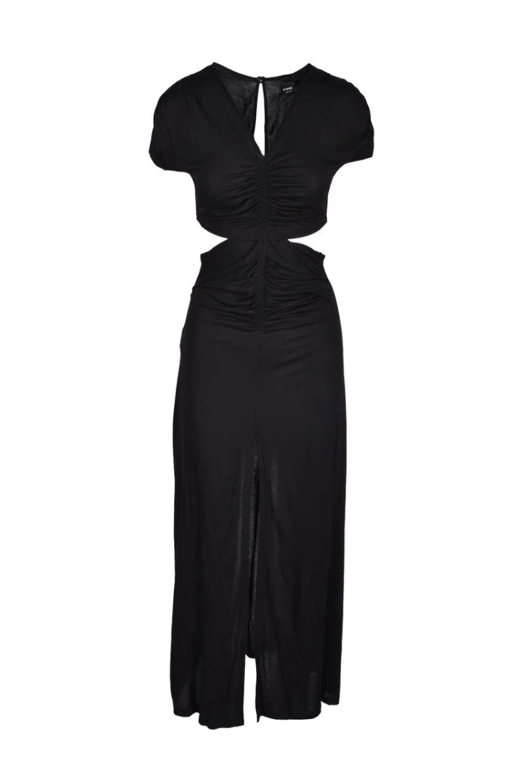 Pinko Black Midi Dress With Keyhole Neckline
