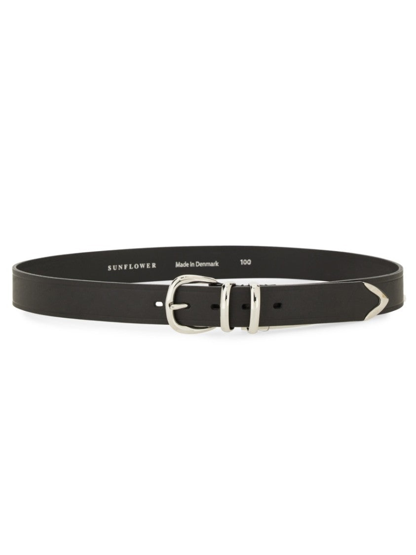 Sunflower Refined Leather Belt With Polished Silver Buckle