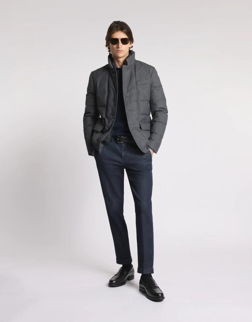 Fay Quilted Down Jacket With Button Closure