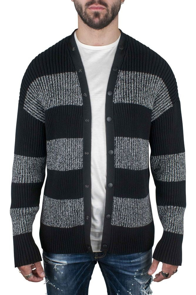 Balenciaga Ribbed Black And Grey Cardigan