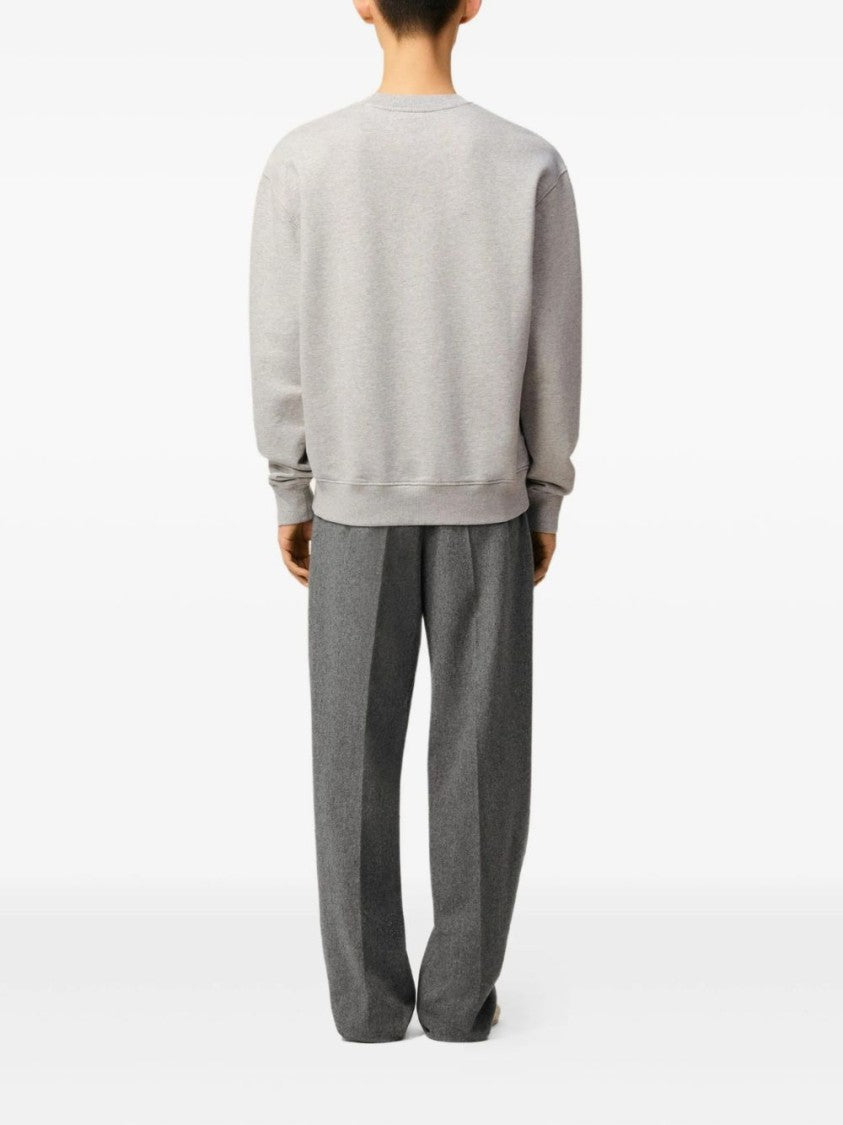 Ami Paris Relaxed Fit Light Grey Crew Neck Sweater