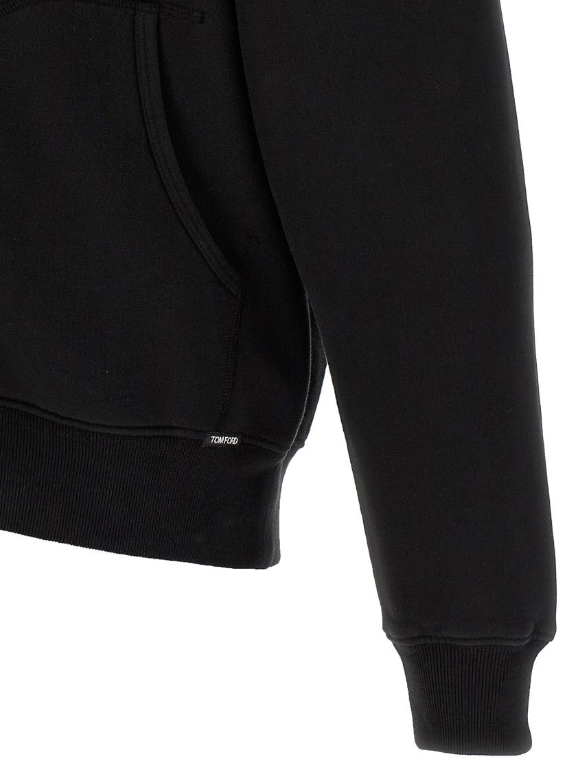 Tom Ford Black Cotton Hoodie With Zip Closure