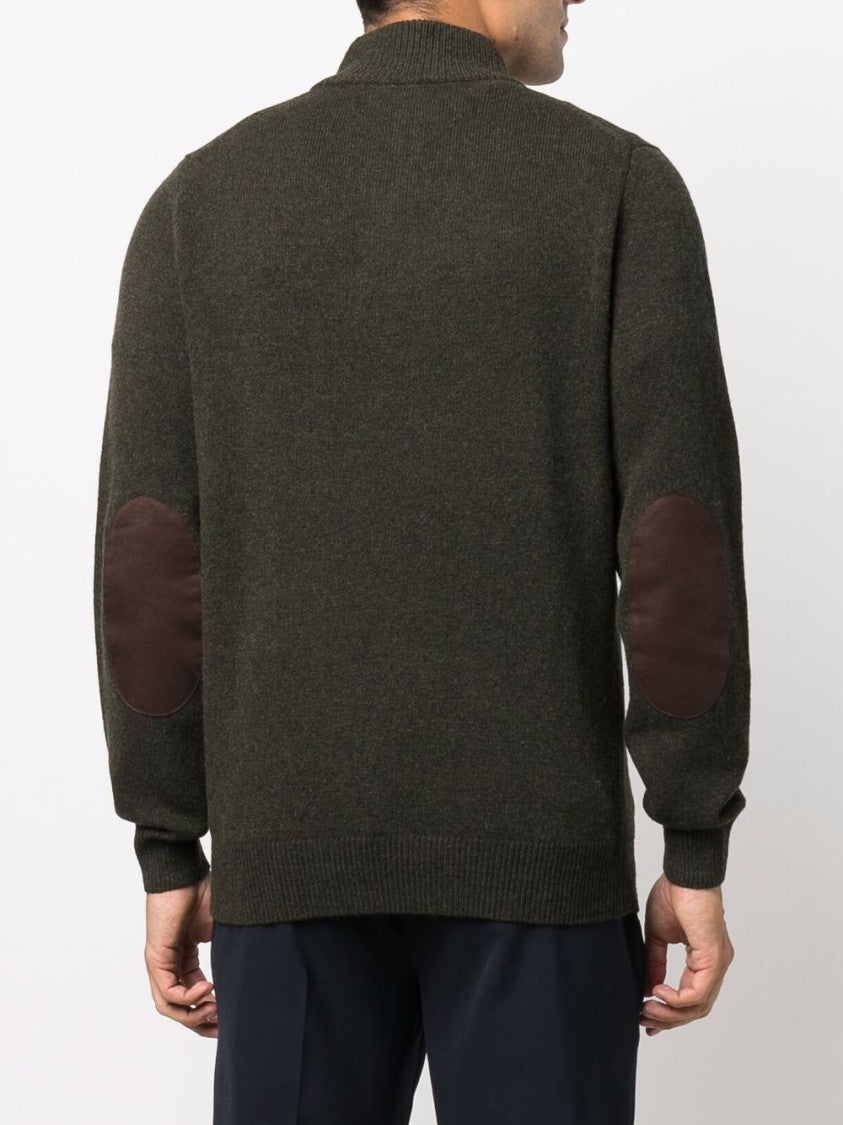 Barbour Ribbed High-Neck Half Buttoned Zip-Through Knit