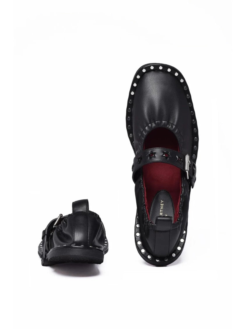 Stella Mccartney Black Studded Rubber Buckle Flats