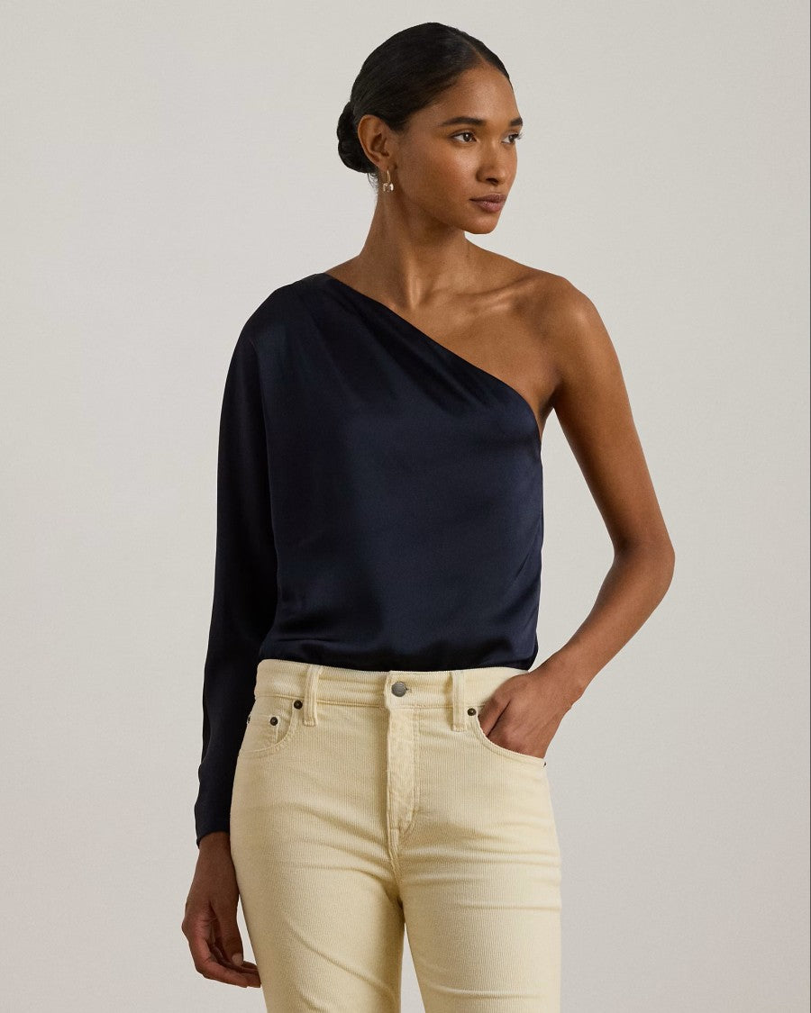 Lauren Ralph Lauren Navy Blue Rachim Recycled Blouse Shirt