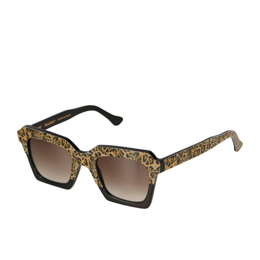 Kador Kallima-S Bold Square Frame Sunglasses With Leopard Print Pattern