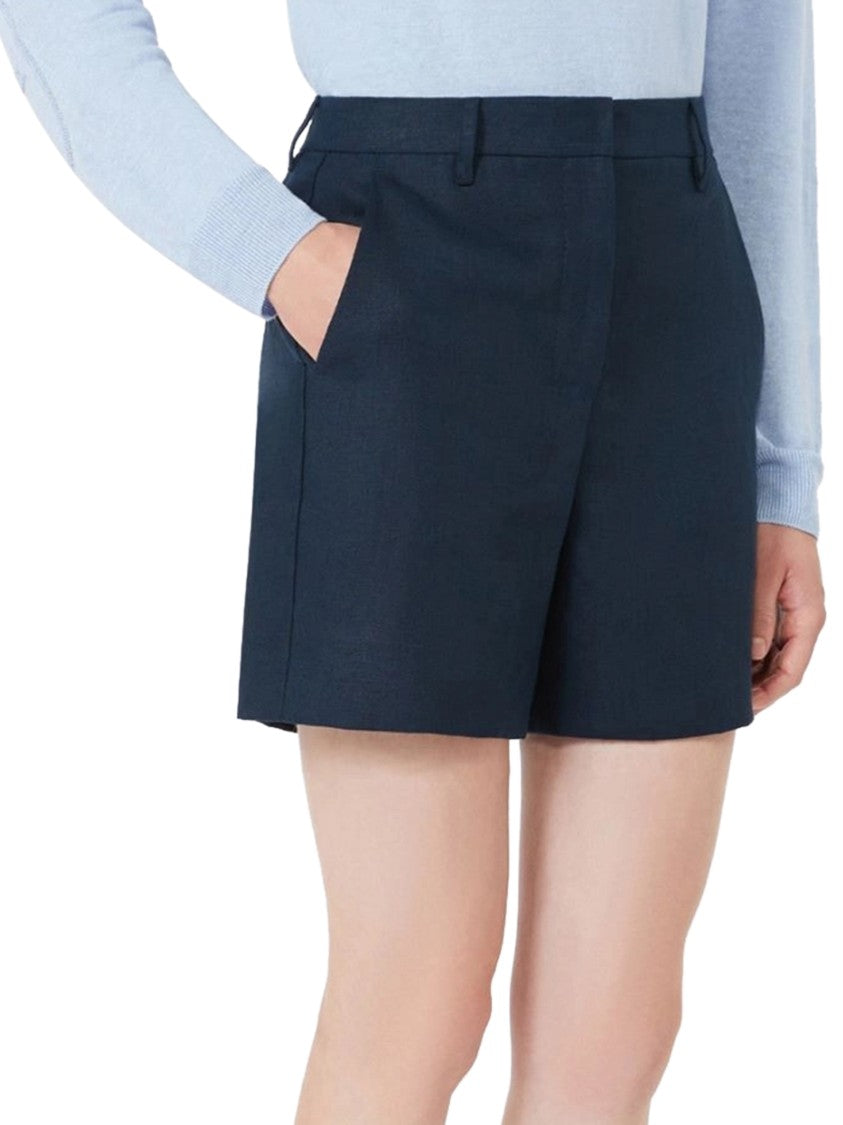 Max Mara Tailored Blue Linen Shorts With Structured Design