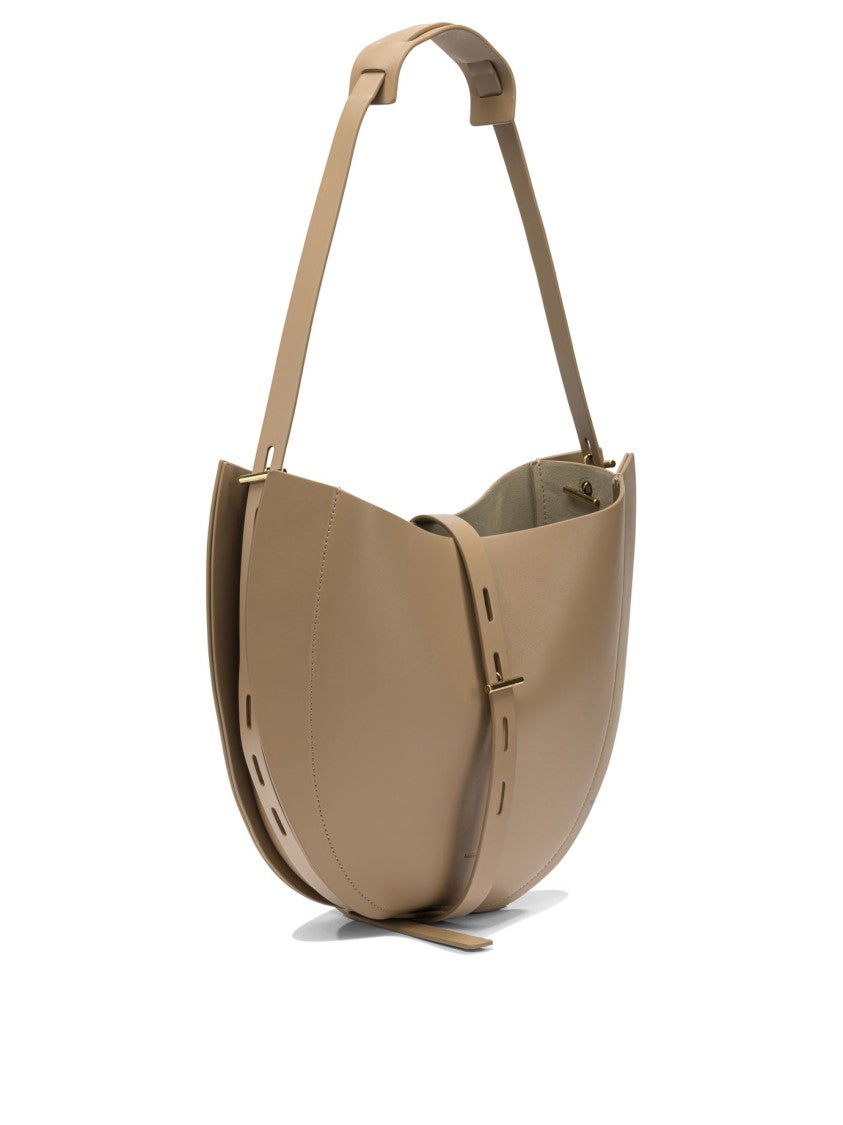 Minobossi Curved Leather Shoulder Bag