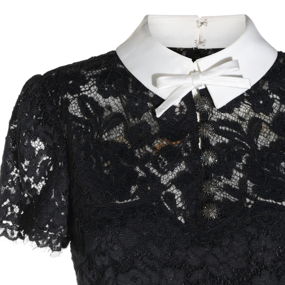 Self-Portrait Intricate Lace Bow Collar Midi Dress