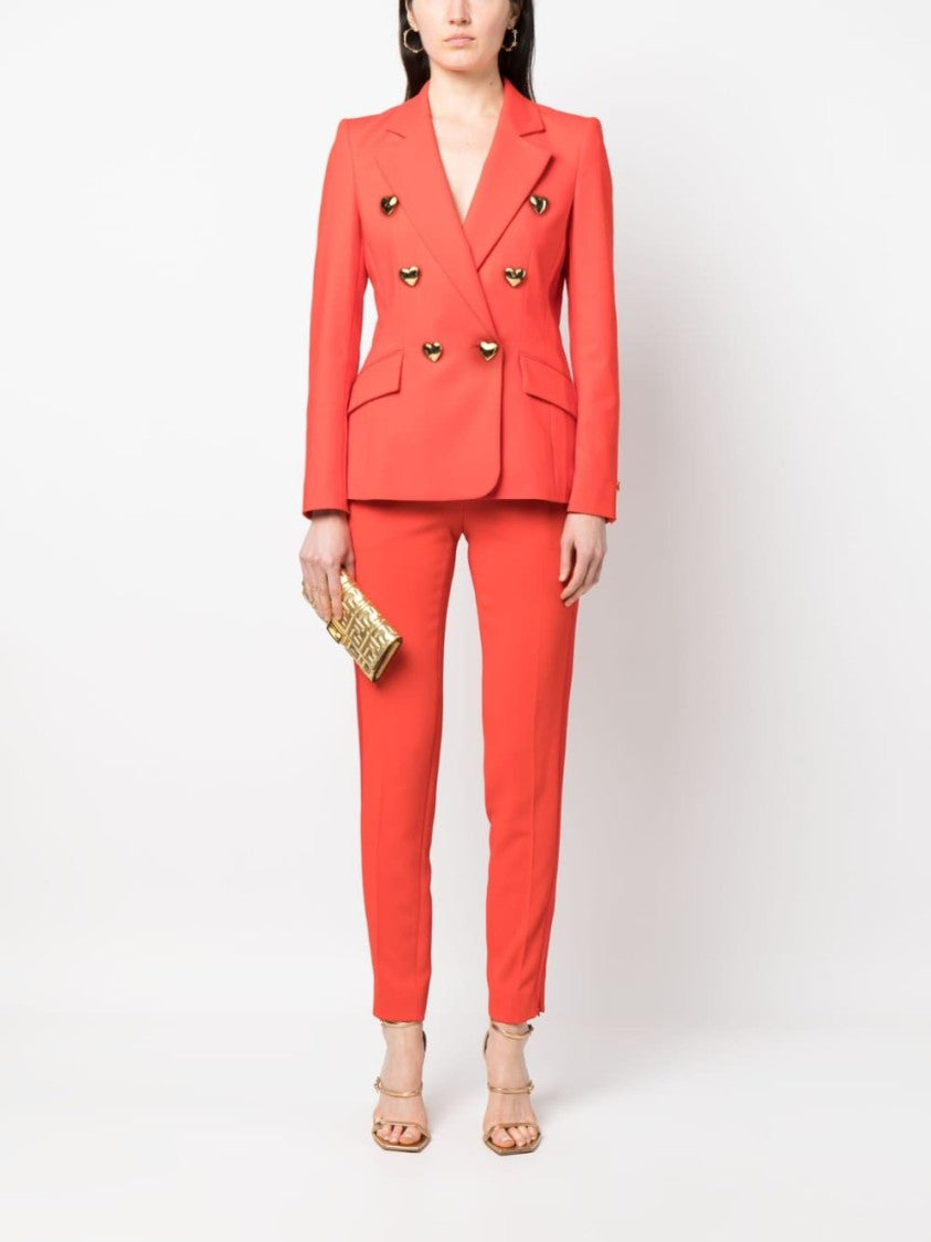 Moschino Heart-Button Double-Breasted Blazer With Tailored Silhouette