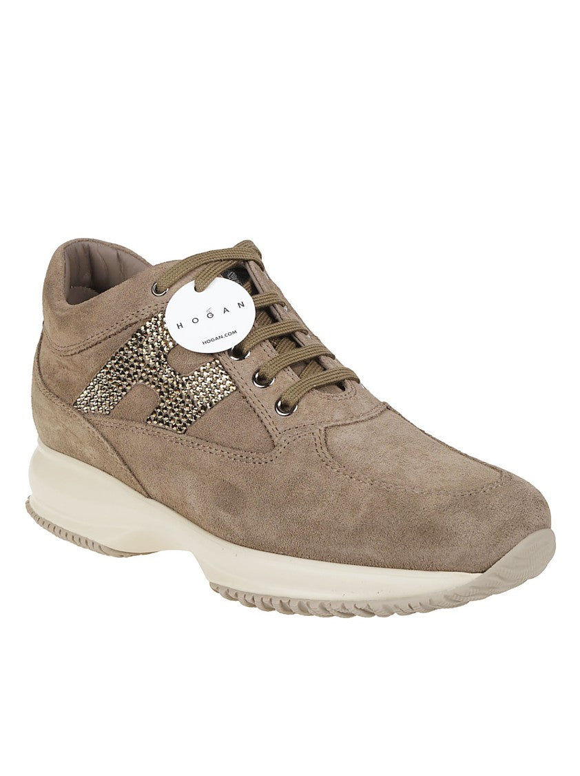 Hogan Taupe Interactive Calf Leather Sneakers
