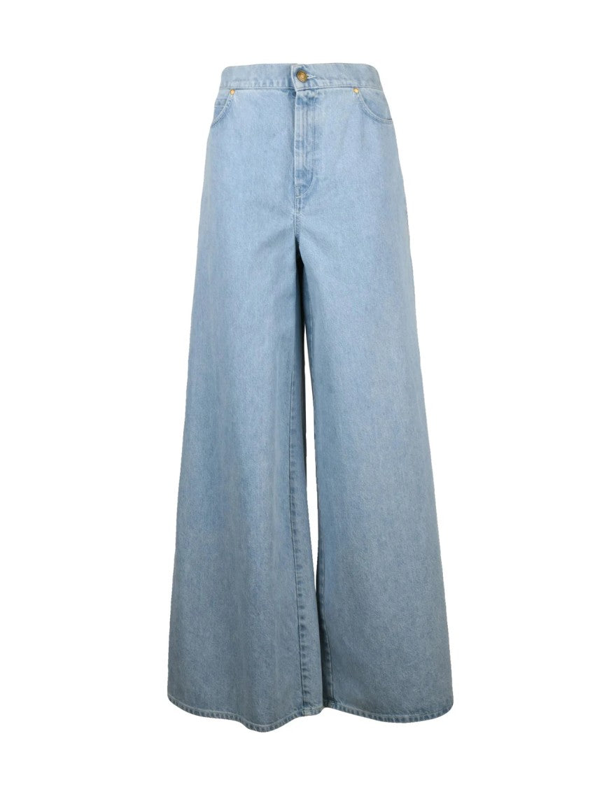 Max Mara Light Blue Cotton Wide-Leg Jeans