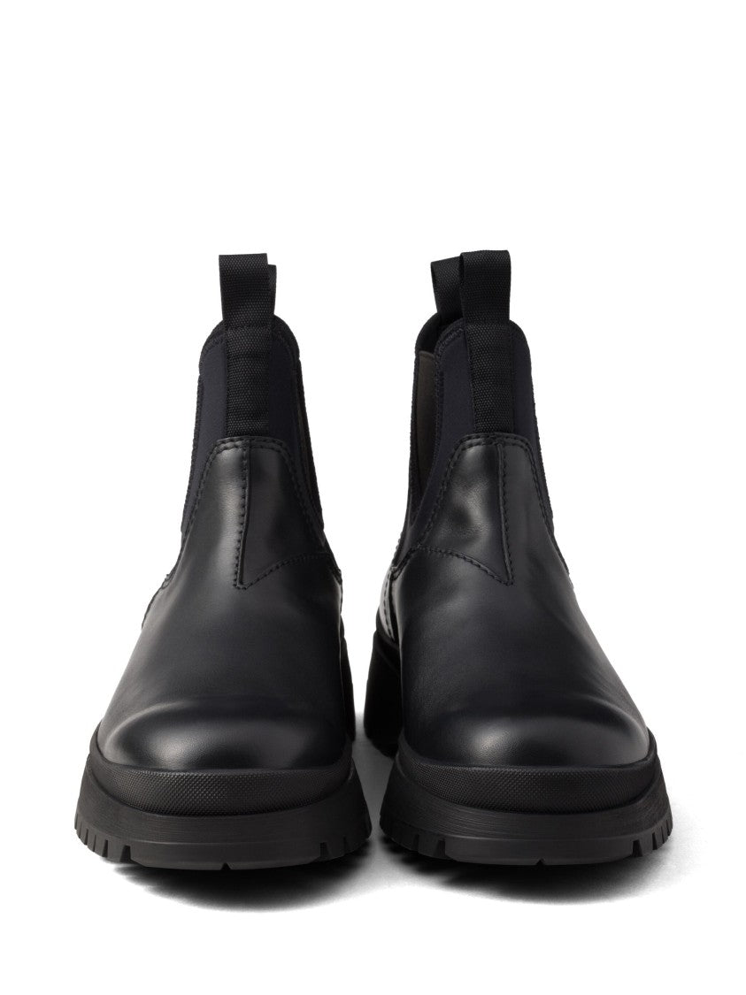 Prada Black Brixxen Leather Chelsea Boots