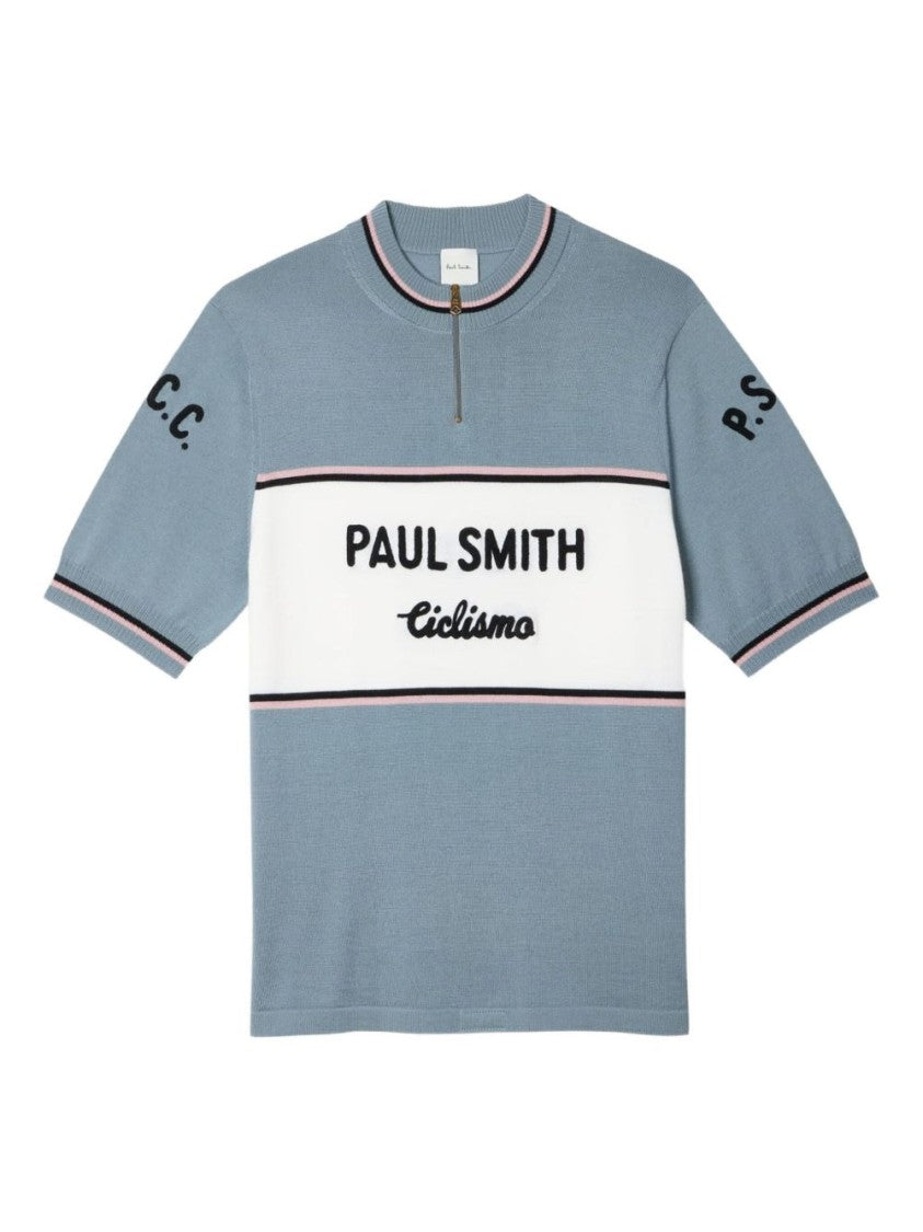 Paul Smith Short-Sleeve Knit Sweater With Striped Detail