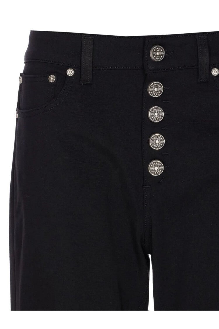 Dondup Black Cotton Koons Button-Fly Cropped Jeans