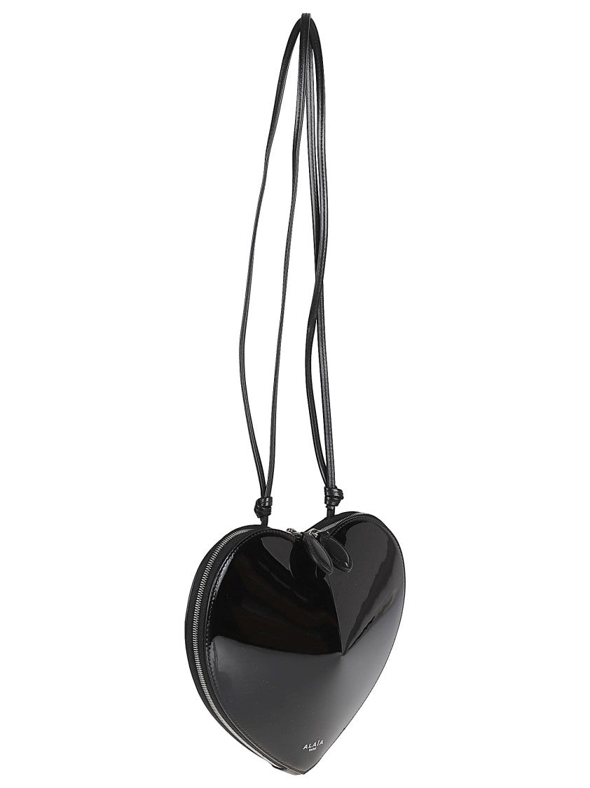 Alaïa Heart-Shaped Glossy Leather Bag With Adjustable Strap