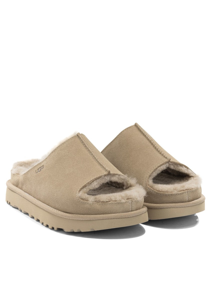 Ugg Suede Slip-On Sandals With Plush Furry Lining And Durable Sole