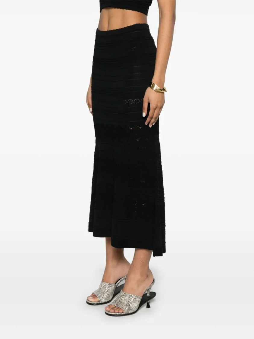 Twin-Set Fitted Black Skirt With Flared Hem