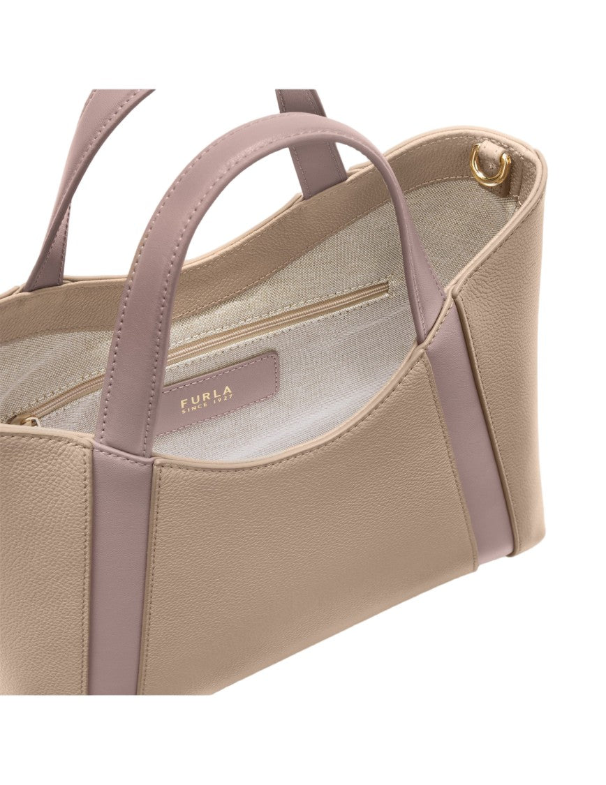 Furla Goccia S Tote Bag In Stucco Color Leather
