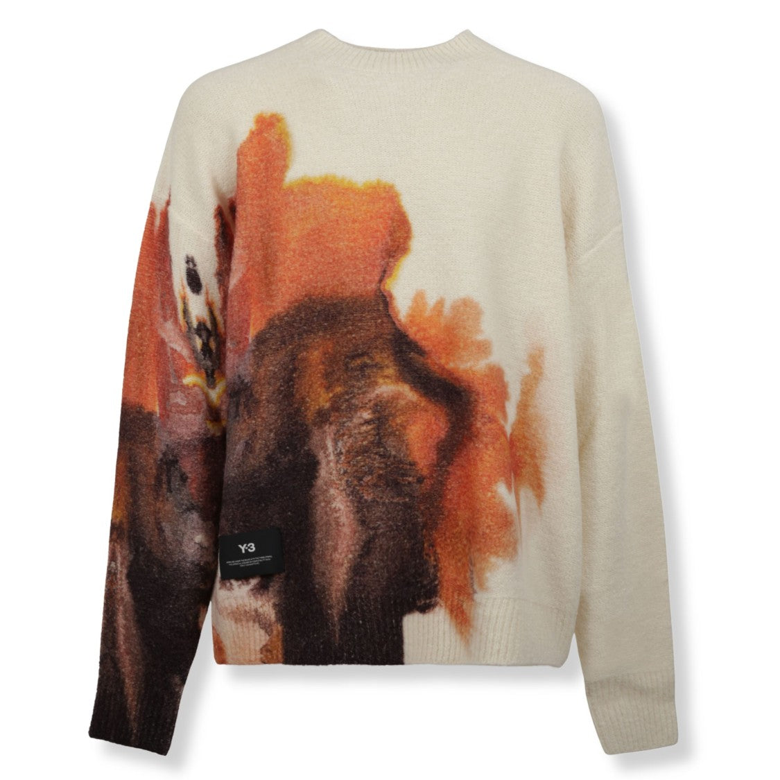 Y-3 Textured Knit Crew Neck Sweater With Ribbed Details