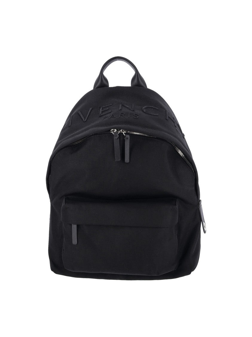 Givenchy Black Cargo Embroidered Logo Canvas Backpack