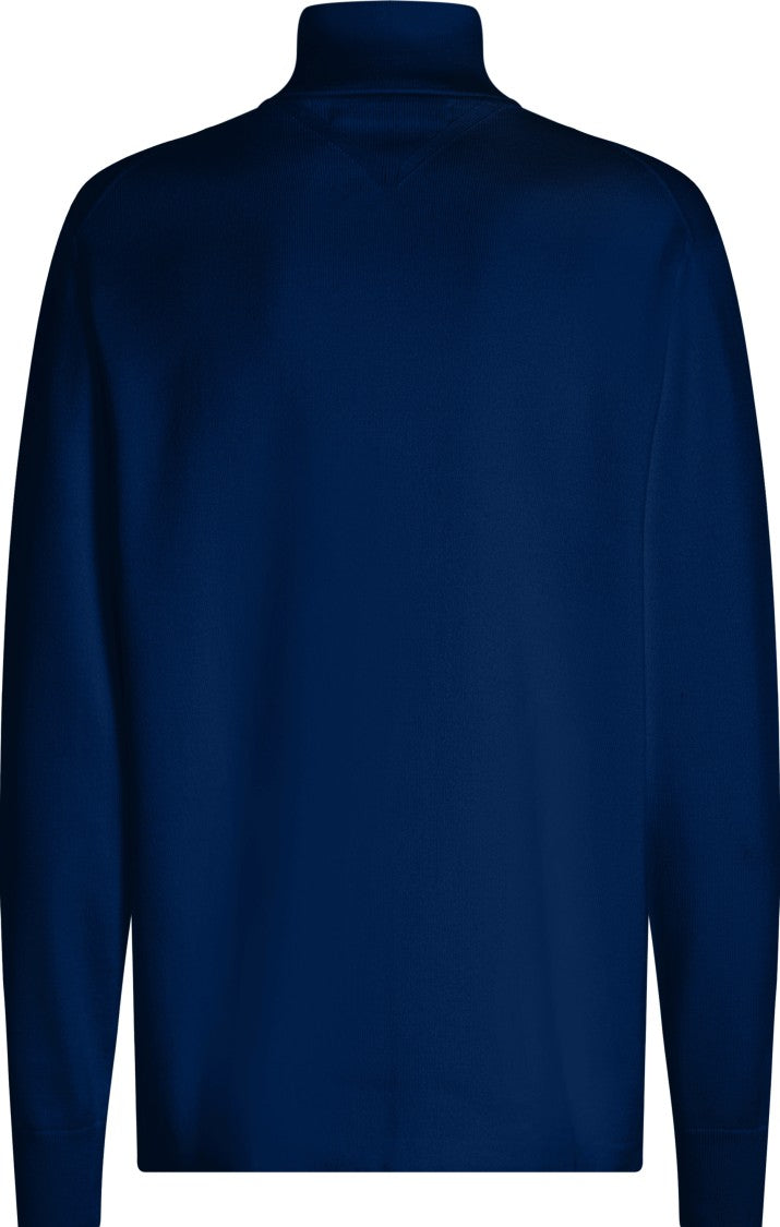 Tommy Hilfiger Navy Blue Turtleneck Sweater Striped Detail