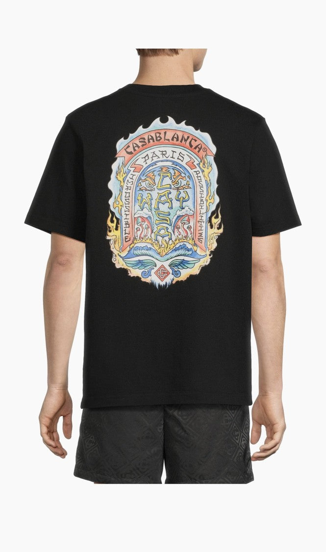 Casablanca Intricately Graphic Black T-Shirt With Crew Neckline