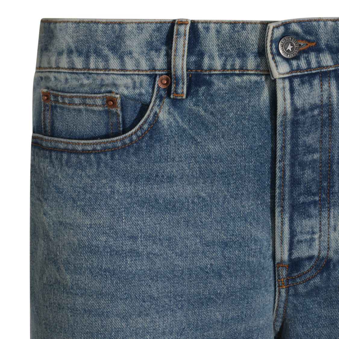 Golden Goose Vintage Blue Denim Parker Jeans With Wide Leg Design