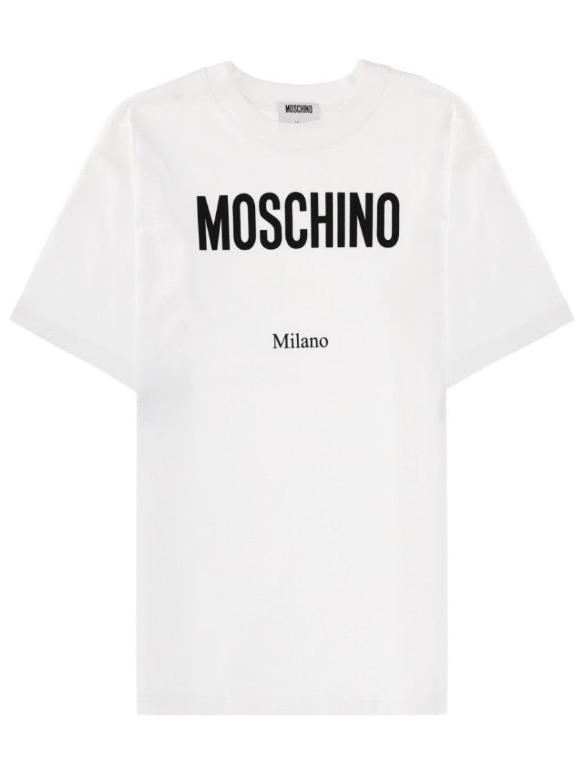 Moschino White Black Logo Minimalist T-Shirt