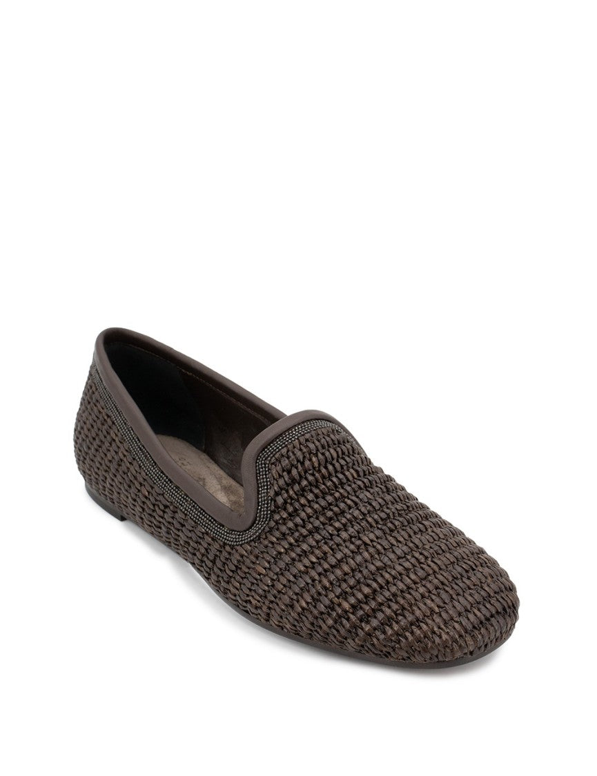 Brunello Cucinelli Woven Texture Loafers With Refined Suede Lining