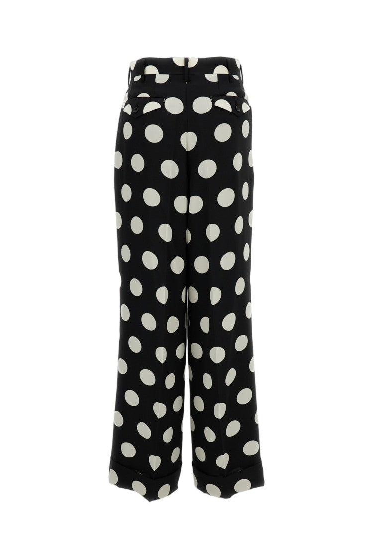 Junya Watanabe Fluid Polka-Dot Wide-Leg Trousers With Cuffed Hem