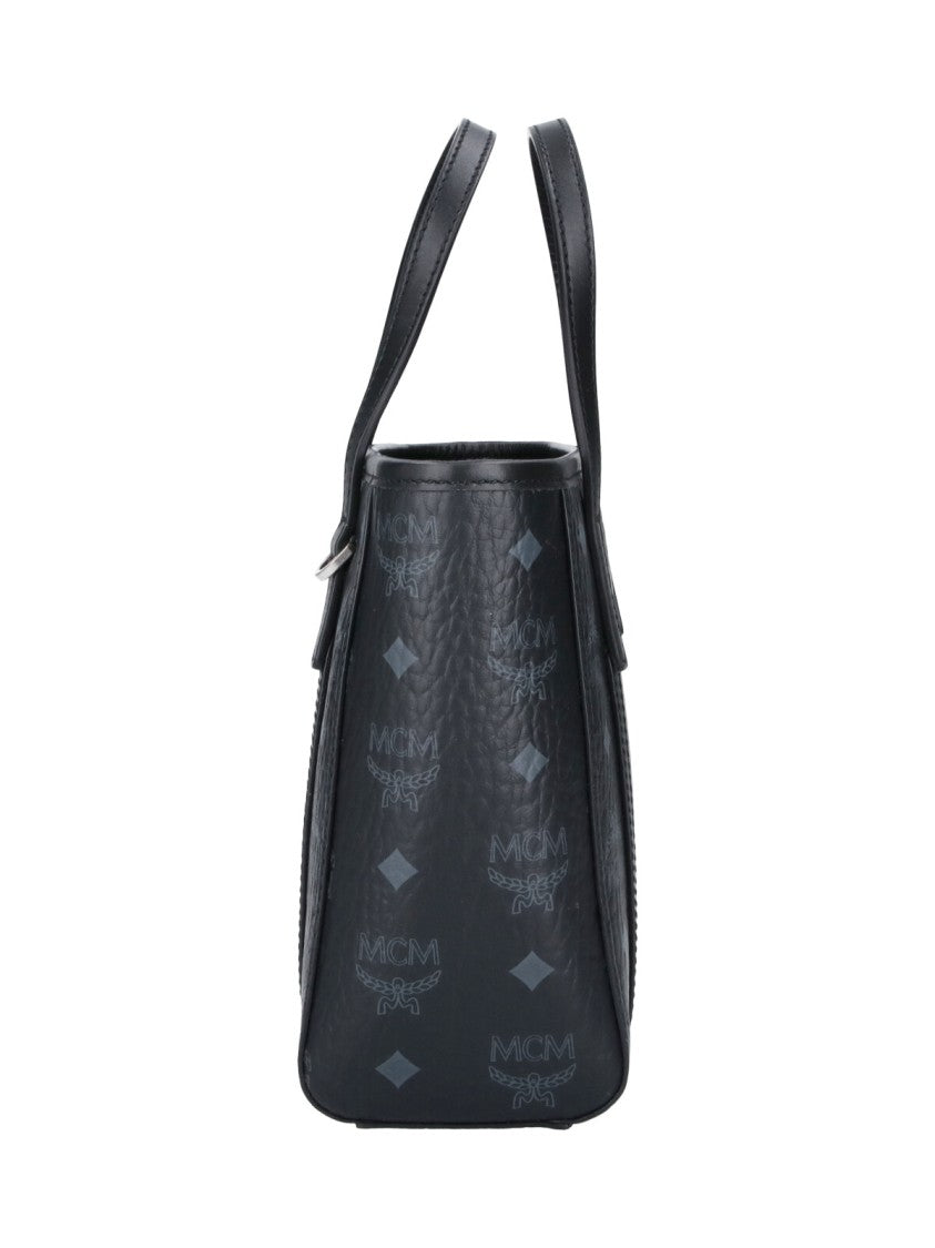 Mcm Black Toni Mini Visetos Fabric Tote Bag