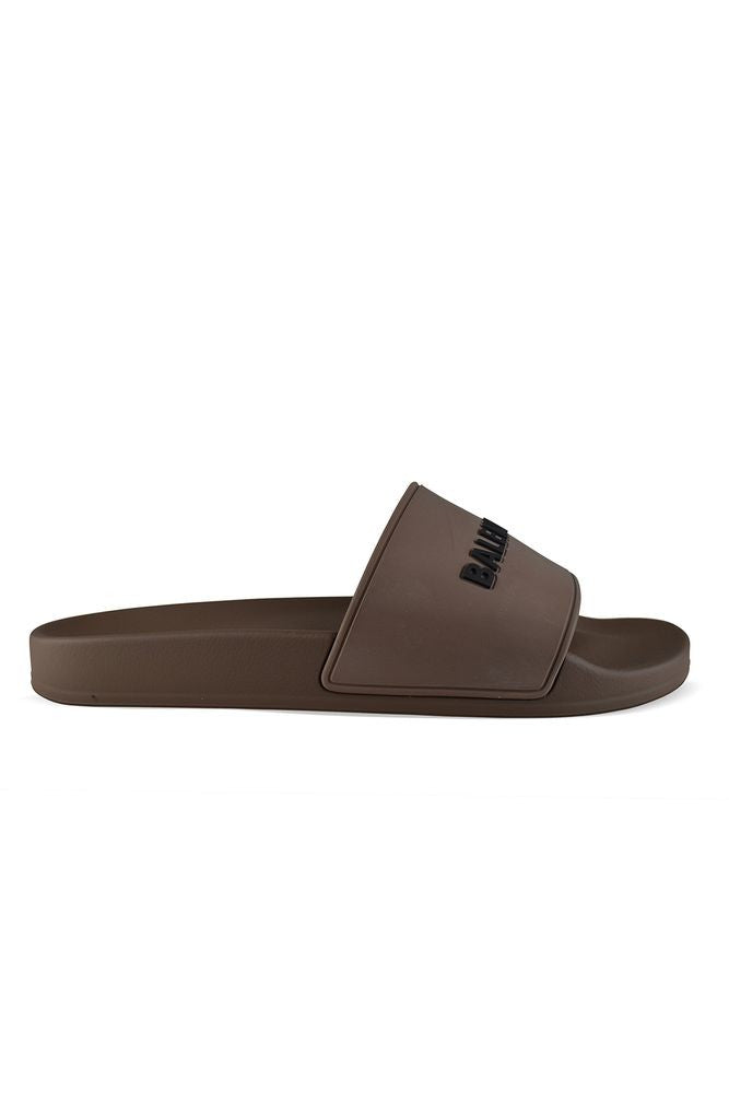 Balenciaga Taupe Rubber Pool Slippers