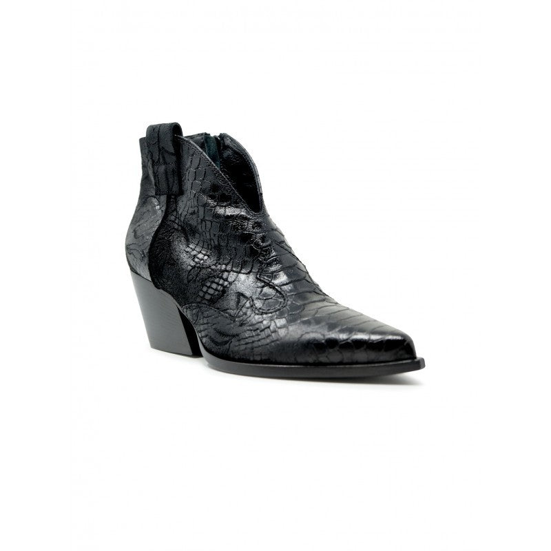Elena Iachi E2004 Black Leather Isidoro Ankle Boots