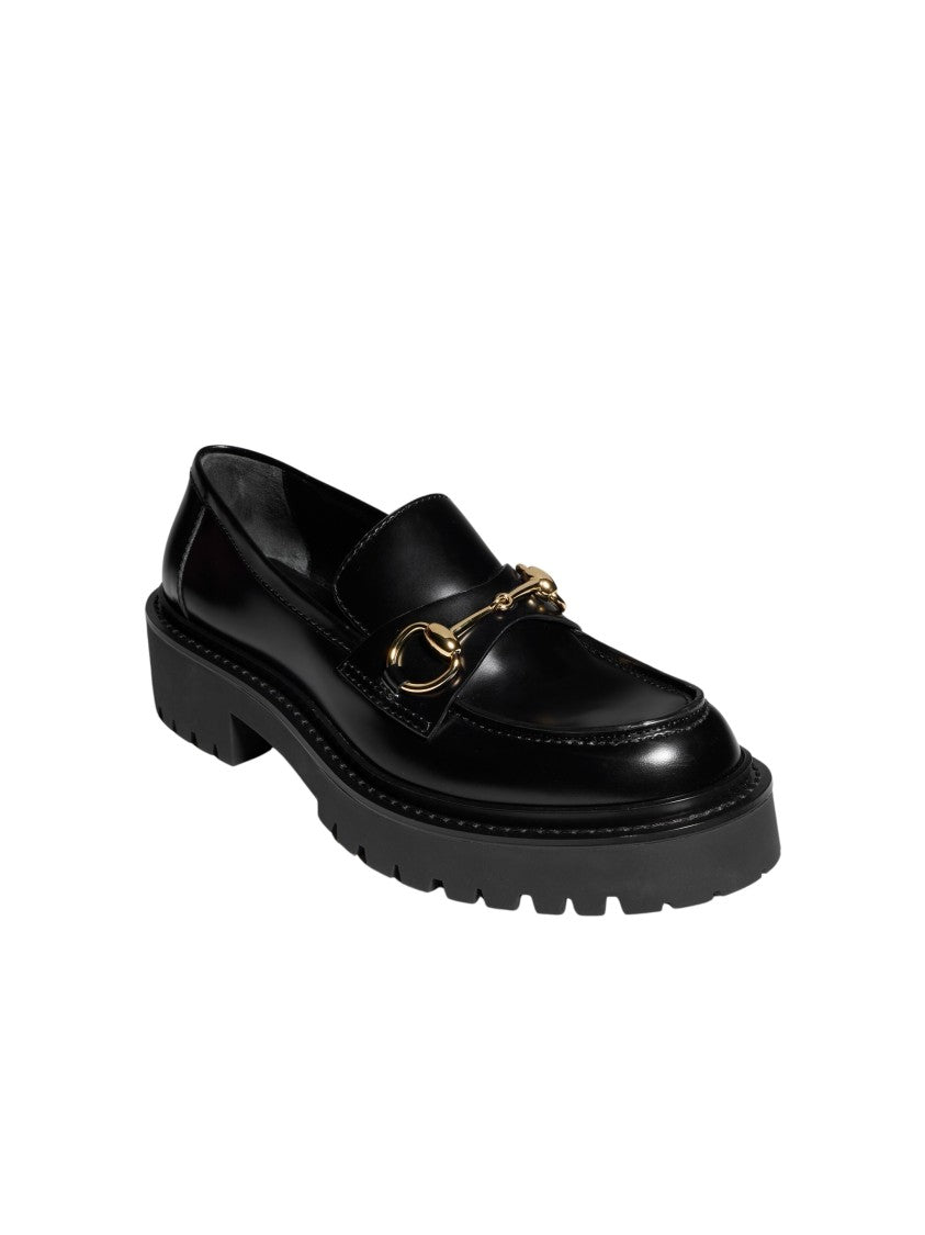 Gucci Rhody Black Leather Horsebit Loafers