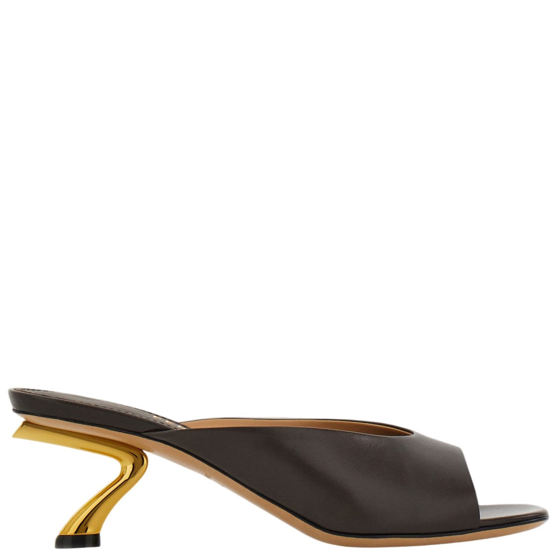 Salvatore Ferragamo Sculptural Leather Sandals With Gold-Tone Heel