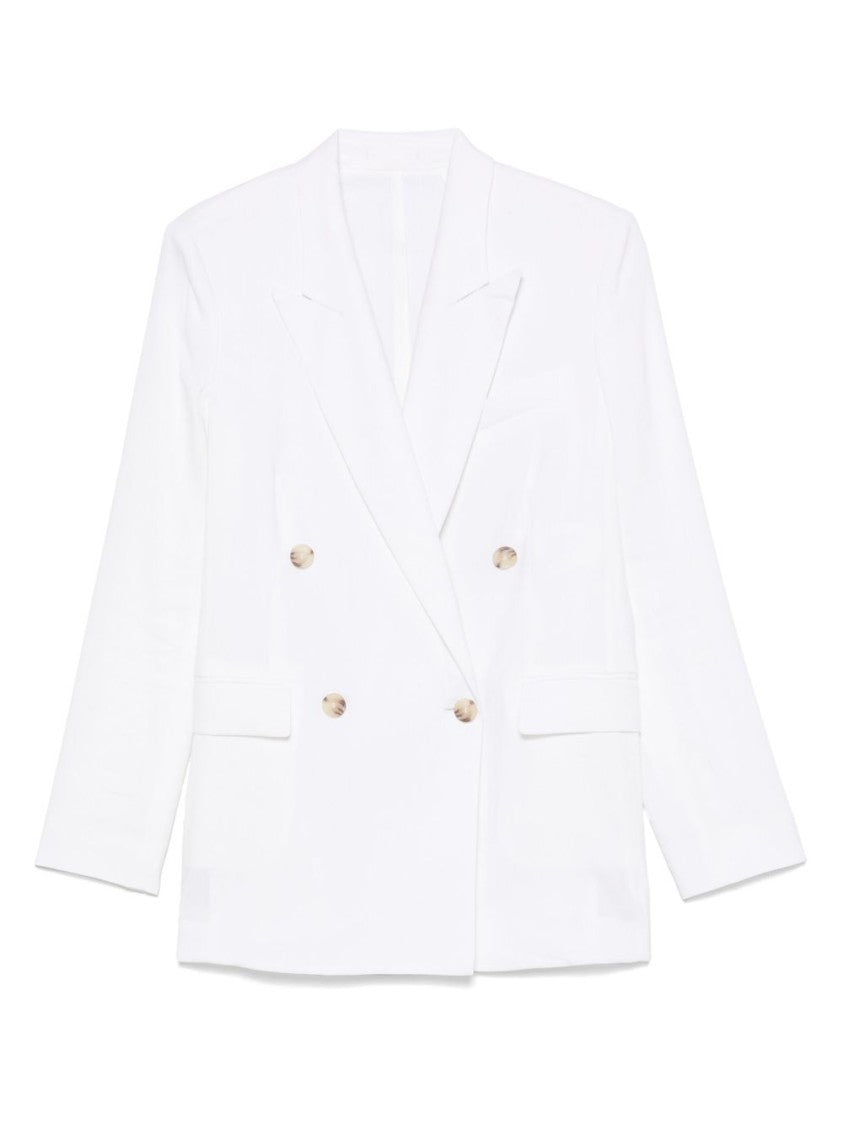 Boss Double-Breasted Linen Blazer With Structured Shoulders