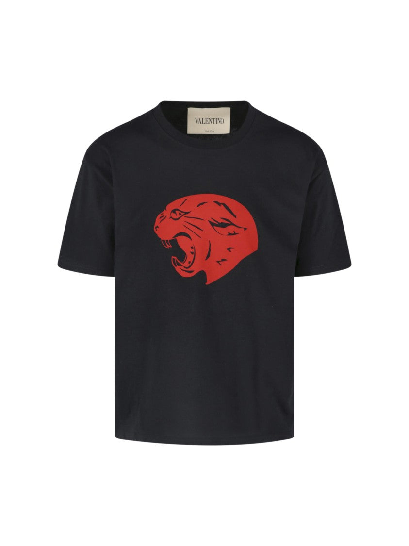 Valentino Black Panther Crewneck Cotton T-Shirt