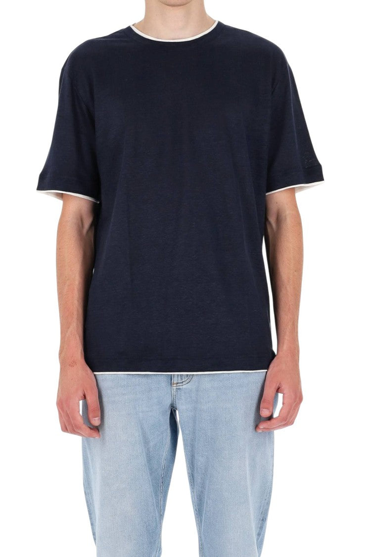 Eleventy High Neck Linen Jersey T-Shirt