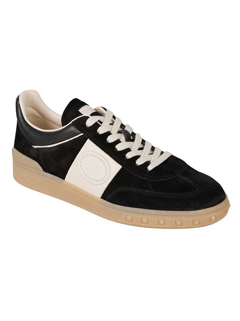 Valentino Garavani Low-Top Sneakers With Black Suede And Smooth Leather Panels