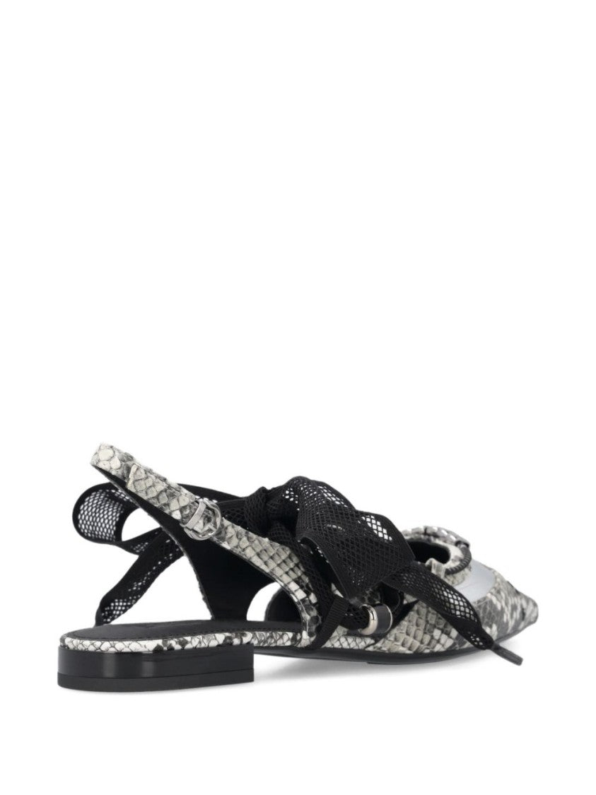 Pinko Pointed-Toe Slingback Sandals With Snakeskin Pattern