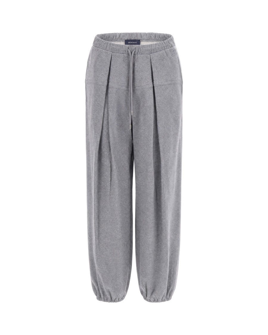 Sportmax Grey Relaxed-Fit Cotton Fleece Drawstring Sweatpants