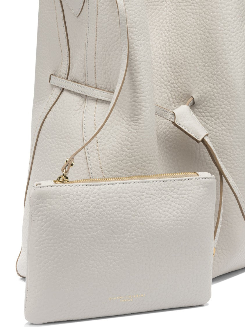 Gianni Chiarini Textured Leather Shoulder Bag With Drawstring Detail