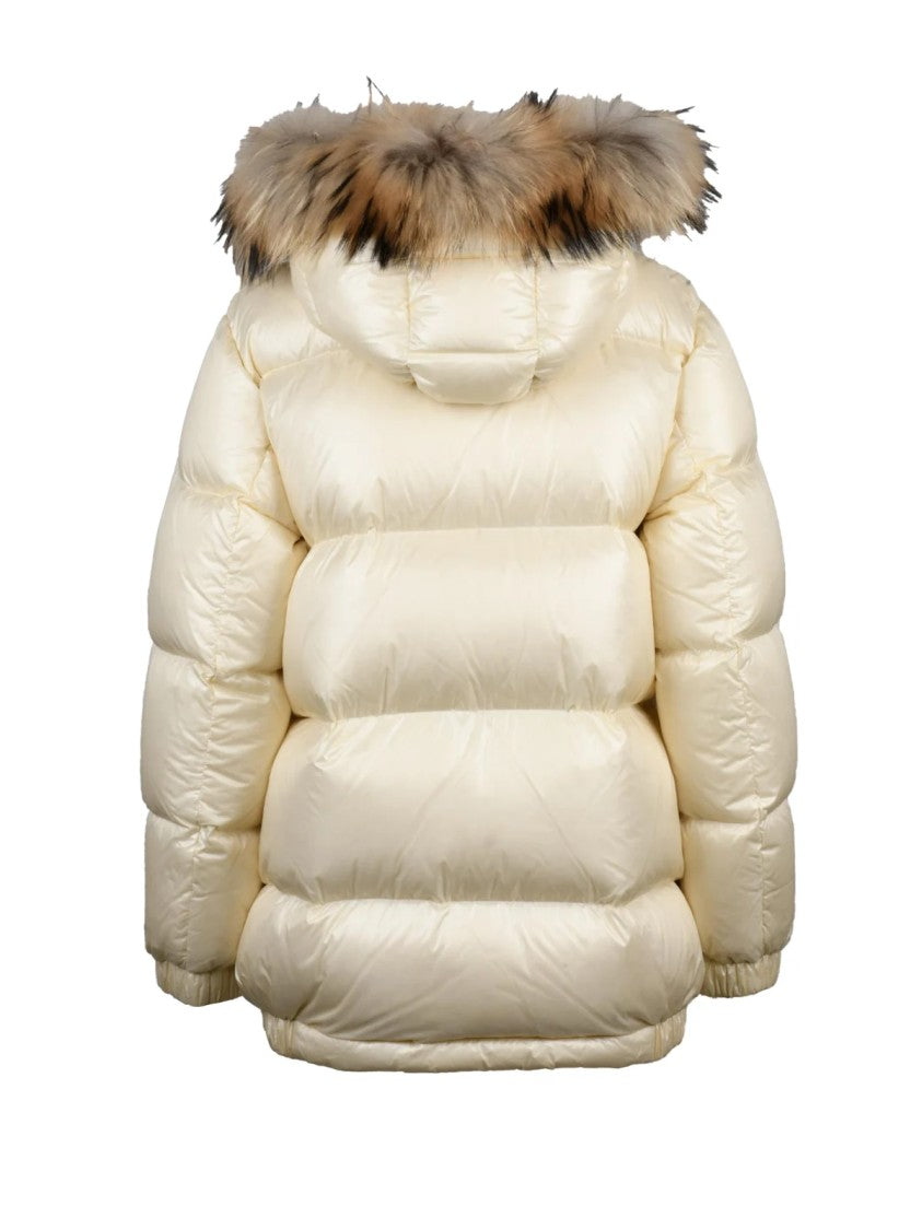 Woolrich White Aliquippa Fur Trim Polyamide Down Parka