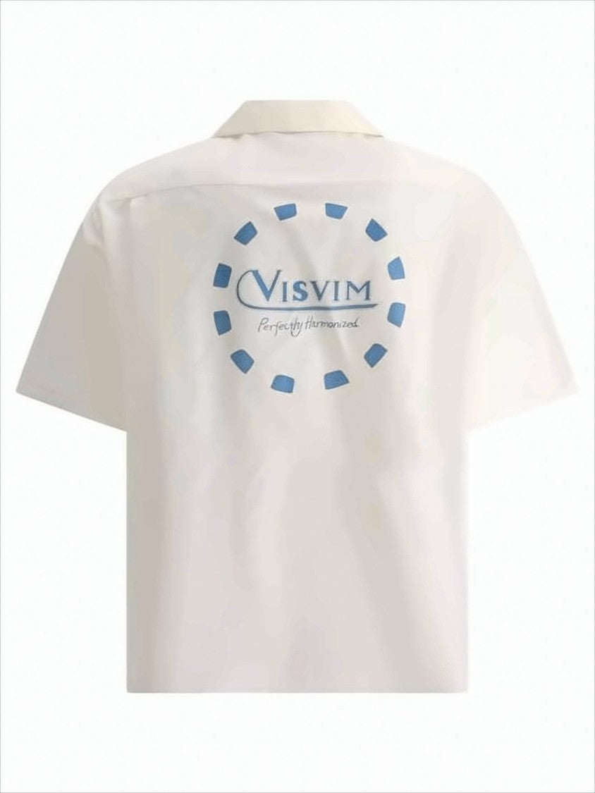 Visvim Short-Sleeved Silk Shirt With Classic Collar And Graphic Design